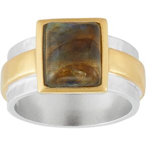 Silpada 'Clear Minds' Sterling Silver with 18K Yellow Gold Plating Labradorite Ring