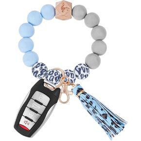 YDEROD Keychain Bracelet Wristlet Key Ring Silicone Beaded Bangle Cute Key Chains for Women
