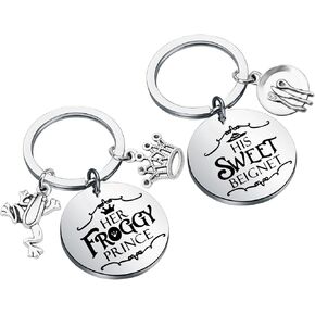 MYOSPARK Princess the Frog Inspired Gift Frog Charm Couple Keychain Princess Fans Gift Tiana Fans Gift Fandom Gift