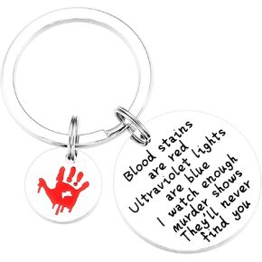 True Crime Gifts for Women Keychain Funny Men Key Chains Horror Movie Merchandise Keyring Horror Keychain