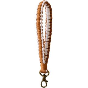 Macrame Keychain Boho Handmade Wristlet Bracelet Keychain Wrist Lanyard Handmade Weave Exquisite Holder for Women