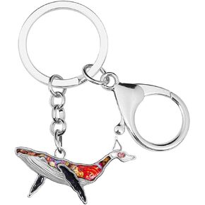 BONSNY Enamel Alloy Floral Ocean Whale Keychains Key Car Purse Bags Charms Nature Fish Animals