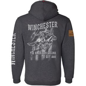 Winchester Legend Collection Rider Flag Made in the USA Printed Fleece Pullover Hooded Sweatshirt for Men