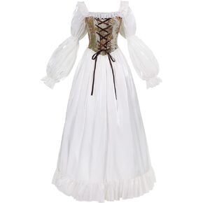 FCCAM Victorian Dress for Women Renaissance Costume Maxi Medieval Wedding Dress