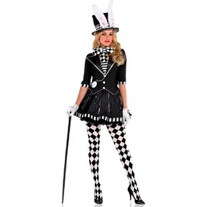 Dark Mad Hatter Costume Set - Small (2-4), Pack of 2 - Includes Dress, Tophat, Bowtie Choker, & Tights - Perfect for Halloween & Dress-Up Fun