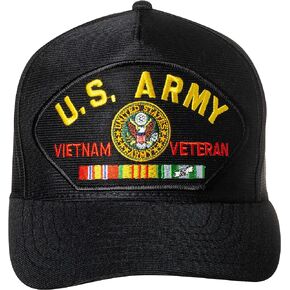 United States Army Vietnam Veteran Emblem Patch Black Baseball Cap