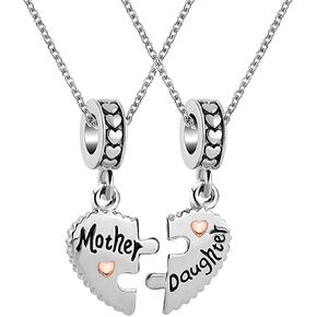 KunBead 18 inch Mother Daughter Son Love Heart Puzzle Charm Pendant Matching Jewelry Birthday Necklace set for 2 for Women Girls in Saudi Arabia