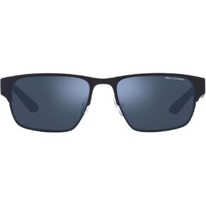 Armani Exchange Man Sunglasses Matte Blue Frame, Blue Mirror Blue Lenses, 57MM