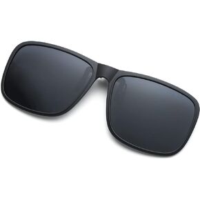YAMEIZE Polarized Rectangle Clip On Sunglasses - Flip Up Glasses Anti-Glare UV Protection for Men Women Driving Fishing