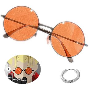 RJZMMN Trigun Vash The Stampede Glasses Earring Anime Vash The Stampede Sunglasses Cosplay Accessories Prop 2023 NEW in Kuwait