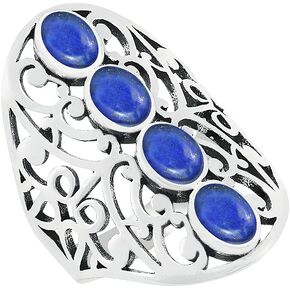 Natural Lapis Moonstone Malachite Labradorite Garnet Rose Quartz Carnelian Multi Stone Ring 5x7mm Oval Shape Gemstone 925 Silver Overlay Rings in Kuwait