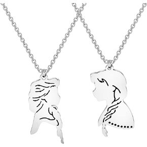 KEYCHIN Elsa and Anna Necklace Frozen Sisters Fans Gifts Frozen Princess Pendent Jewelry For Women Girls