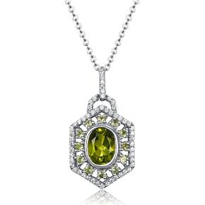 قلادة من الفضة الإسترلينية من كارلين 2.15 قيراط حجر الزبرجد الأخضر الأصلي حجر البلد قلادة للنساء ، طول السلسلة 16+2 بوصة, معدن أحجار كريمة, الزبرجد in Kuwait