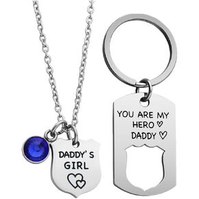 Father Daughter Gift Dad Keychain and Daddy's Girl Necklace Matching Jewelry Set Gift for Daddy from Daughter