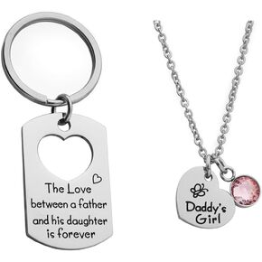 Father Daughter Gift Dad Keychain and Daddy's Girl Necklace Matching Jewelry Set Gift for Daddy from Daughter