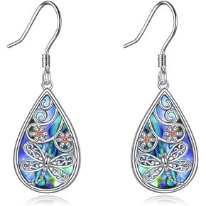 POPLYKE 925 Sterling Silver Life Tree dangle Earrings for Women Girls Stud Fashion Abalone Shell Jewelry Birthday Gifts for Mom