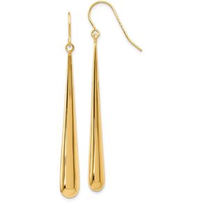 The Black Bow 14k Yellow Gold Long Polished Teardrop Dangle Earrings, 52mm (2 Inch) in Kuwait