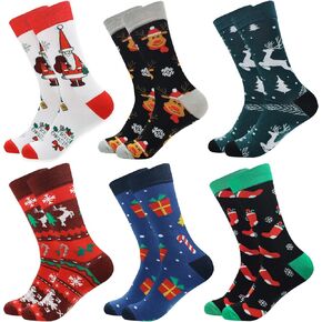 Mens Christmas Socks, Funny Novelty Funky Dress Socks Crazy Fashion Cool Holiday Gifts for Men 6 Pairs in Kuwait