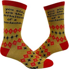 Crazy Dog T-Shirts Men's You Sir Are The Definition Of A Headache Socks Funny Retro Sarcastic Footwear