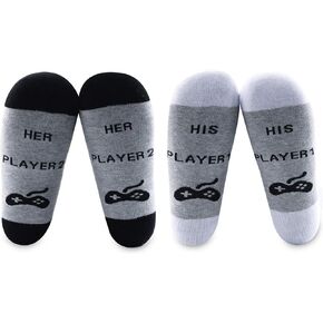MBMSO Gamer Couples Gifts His Player 1 Her Player 2 Couples Socks Game Lover Couples Gift His and Her Gifts