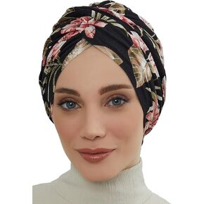 Printed Instant Turban for Women, 95% Cotton Pre-Tied Head Wrap, Lightweight Head Scarf Bonnet Cap Beautiful Patterns
