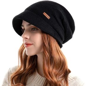 Mawjom Women Warm Slouchy Knit-Beanie Hat - Visor Knit Beanie Cap Unisex Winter Hat