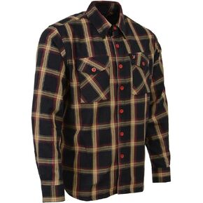 Milwaukee Leather MNG11669 Men's Black and Yellow with Red Long Sleeve Cotton Flannel Shirt - Small