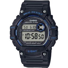 Casio Mud Resistant Stainless Steel Quartz Watch with Resin Strap, Black, 27.6 (Model: TRT-110H-2AVCF)