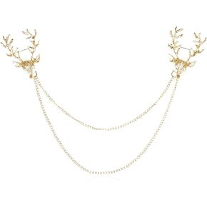 Alilang Womens Vintage Retro Golden Tone Deer Antler Stag Moose Elk Head Animal Lapel Brooch Pin