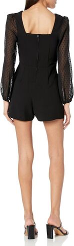 Speechless Women's Black Long Sleeve Double Square Neck Romper, Black, X-Small in Saudi Arabia