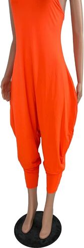 Women's Summer Slouchy Jumpsuits Spaghetti Strap Scoop Neck Racerback Harem Capris One Piece Outfit in Kuwait