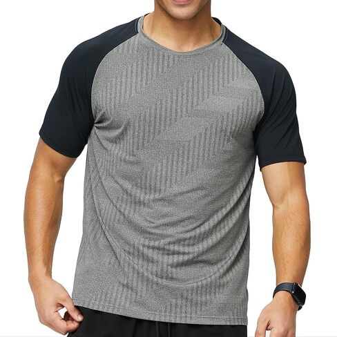 Men's Raglan Gym Workout Athletic Running Baseball T-Shirts Short Sleeve Moisture Wicking Quick Dry Performance Tees Tops in Kuwait