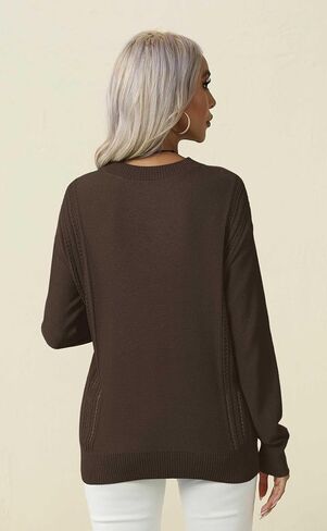 بلوفر Jouica نسائي خريفي ناعم برقبة مستديرة وأكمام طويلة مجوفة ومتماسكة in Kuwait