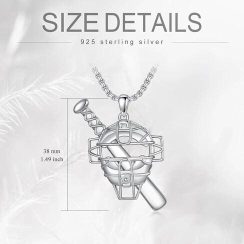 925 الفضة الاسترليني البيسبول الماسك قناع قلادة للرجال النساء البيسبول الرياضة مجوهرات البيسبول الخفافيش وقناع قلادة قلادة مع 22 + 2 '' الفولاذ المقاوم للصدا سلسله الأولاد الرياضة العصرية المجوهرات هديه in Kuwait