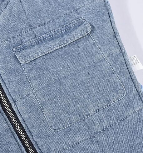 سترة نسائية من Dongfeng من قماش الدنيم المموه المنتفخ بدون أكمام وغطاء للرأس وكتف منسدل مثير ومربوط ومبطن منتفخ in Kuwait