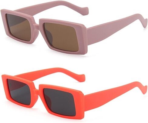LASPOR Vintage Rectangle Sunglasses for Women Men Fashion Retro Small Square Frame Glasses UV 400 Protection Driving Black in Saudi Arabia