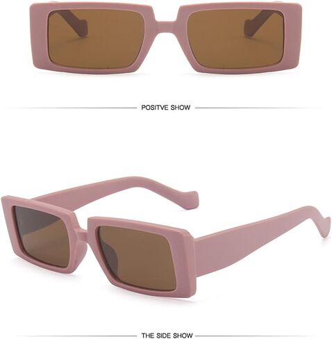 LASPOR Vintage Rectangle Sunglasses for Women Men Fashion Retro Small Square Frame Glasses UV 400 Protection Driving Black in Saudi Arabia