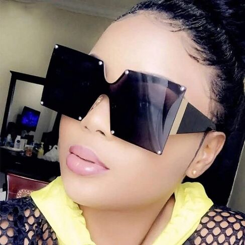 mincl/Oversized Shield Sunglasses Woman 2019 Fashion Luxury Shades UV400 Vintage Flat Top Futuristic Sunglasses in Saudi Arabia