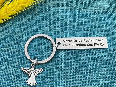 New Driver Keyring Gifts, Never Drive Faster Than Your Guardian Angel Can Fly Keychain for Daughter Son Nephew Niece Sweet 16 Gift Christmas Birthday Gifts Graduation Gifts for Boys Girls Friends in Kuwait