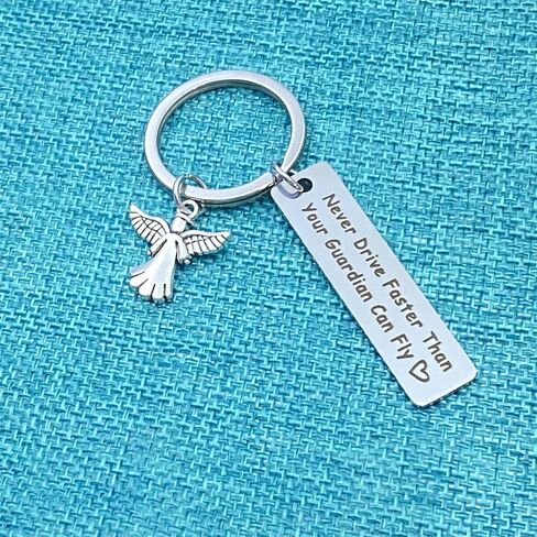 New Driver Keyring Gifts, Never Drive Faster Than Your Guardian Angel Can Fly Keychain for Daughter Son Nephew Niece Sweet 16 Gift Christmas Birthday Gifts Graduation Gifts for Boys Girls Friends in Kuwait