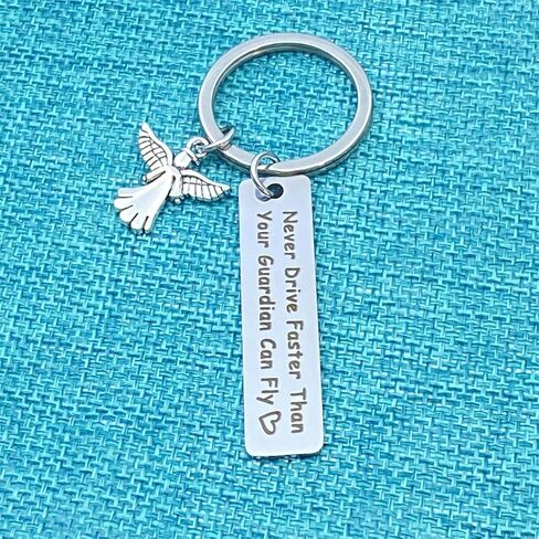 New Driver Keyring Gifts, Never Drive Faster Than Your Guardian Angel Can Fly Keychain for Daughter Son Nephew Niece Sweet 16 Gift Christmas Birthday Gifts Graduation Gifts for Boys Girls Friends in Kuwait