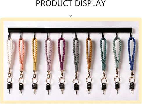 Macrame Keychain Boho Handmade Wristlet Bracelet Keychain Wrist Lanyard Handmade Weave Exquisite Holder for Women in Kuwait