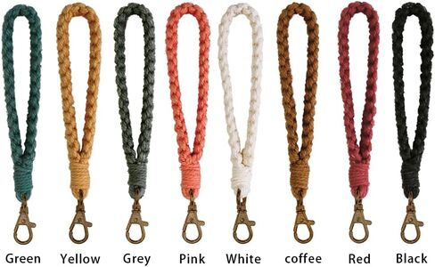 Macrame Keychain Boho Handmade Wristlet Bracelet Keychain Wrist Lanyard Handmade Weave Exquisite Holder for Women in Kuwait