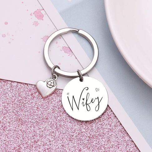 RSZOTW Bridal Shower Jewelry Bachelorette Party Gift Fiancee Gift Bridal Jewelry Wife Jewelry Wifey Keychain in Saudi Arabia