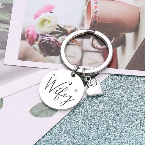 RSZOTW Bridal Shower Jewelry Bachelorette Party Gift Fiancee Gift Bridal Jewelry Wife Jewelry Wifey Keychain in Saudi Arabia
