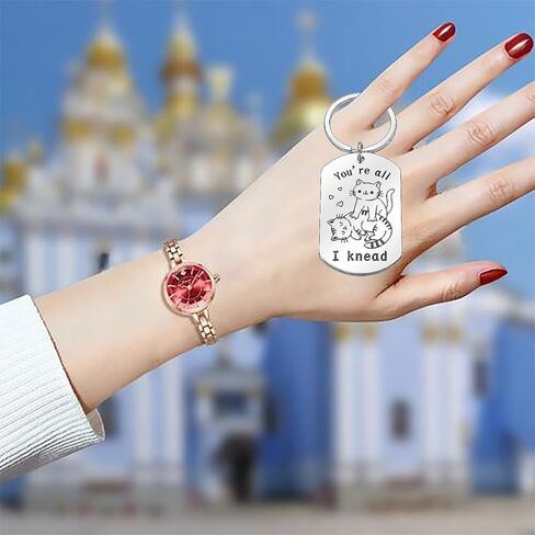 MUAMAX Cat Keychain for WomenCat Key Chain Stainless Steel Keyring Gifts for Mom Daughter's Birthday Mother's Day Valentine's Day Christmas Gifts in Kuwait