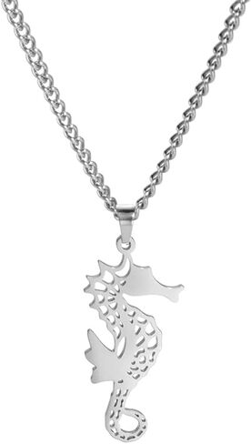 EUEAVAN Seahorse Pendant Necklace Stainless Steel Hollow Animal Charm Necklace Hawaiian Pendant Chain Necklace Ocean Gifts in Saudi Arabia