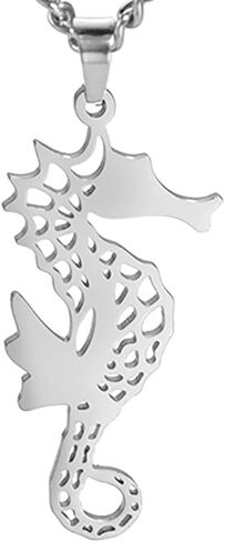 EUEAVAN Seahorse Pendant Necklace Stainless Steel Hollow Animal Charm Necklace Hawaiian Pendant Chain Necklace Ocean Gifts in Saudi Arabia