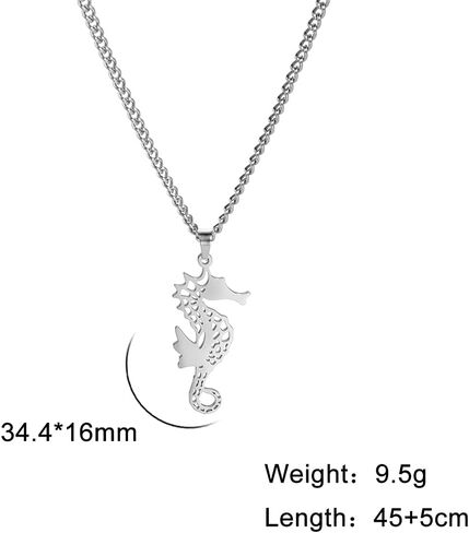EUEAVAN Seahorse Pendant Necklace Stainless Steel Hollow Animal Charm Necklace Hawaiian Pendant Chain Necklace Ocean Gifts in Saudi Arabia