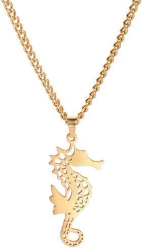 EUEAVAN Seahorse Pendant Necklace Stainless Steel Hollow Animal Charm Necklace Hawaiian Pendant Chain Necklace Ocean Gifts in Saudi Arabia